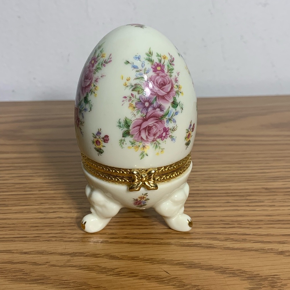 Formalities by Baum Bros Porcelain Egg Shaped footed Trinket Box